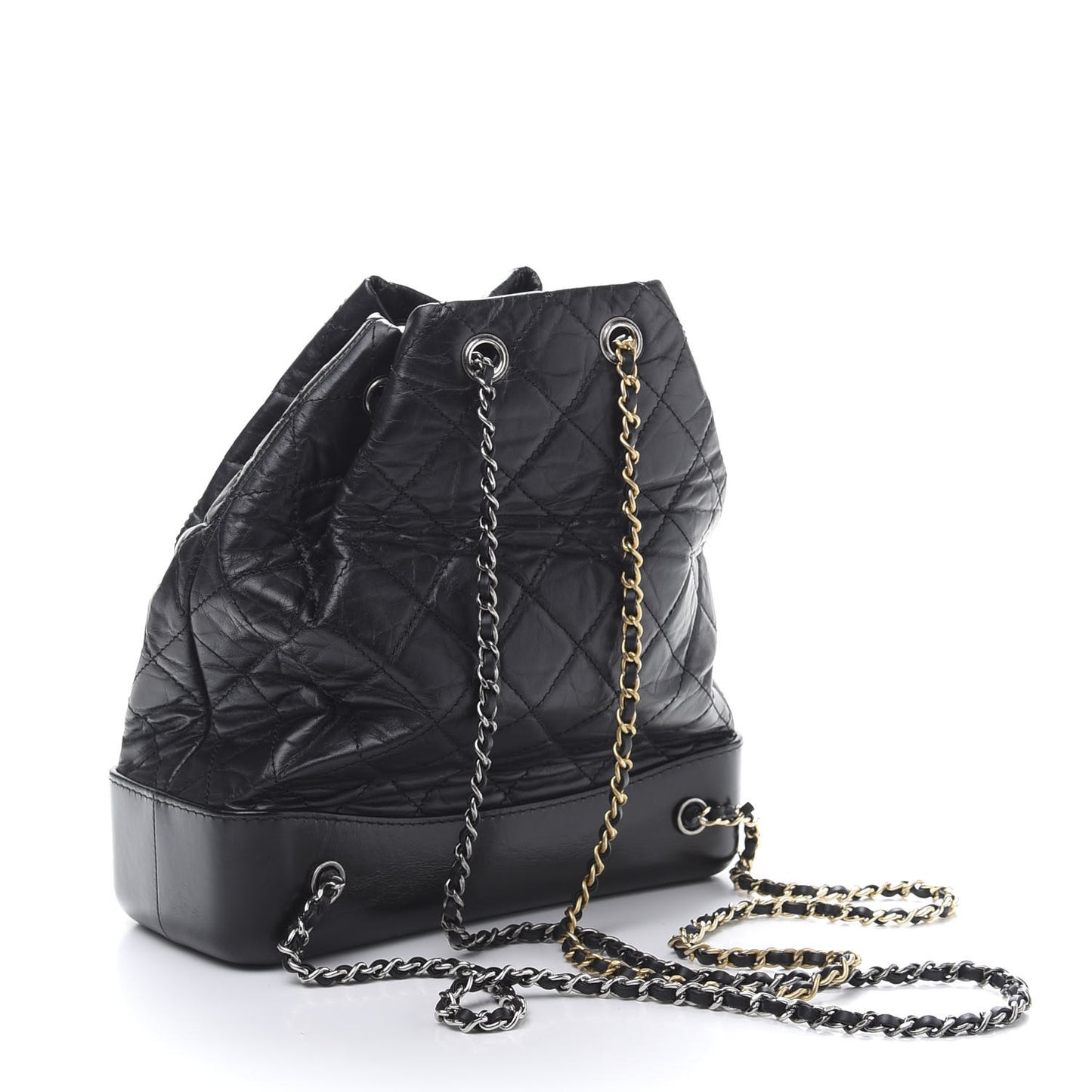 Aged Calfskin Quilted Gabrielle Backpack Black