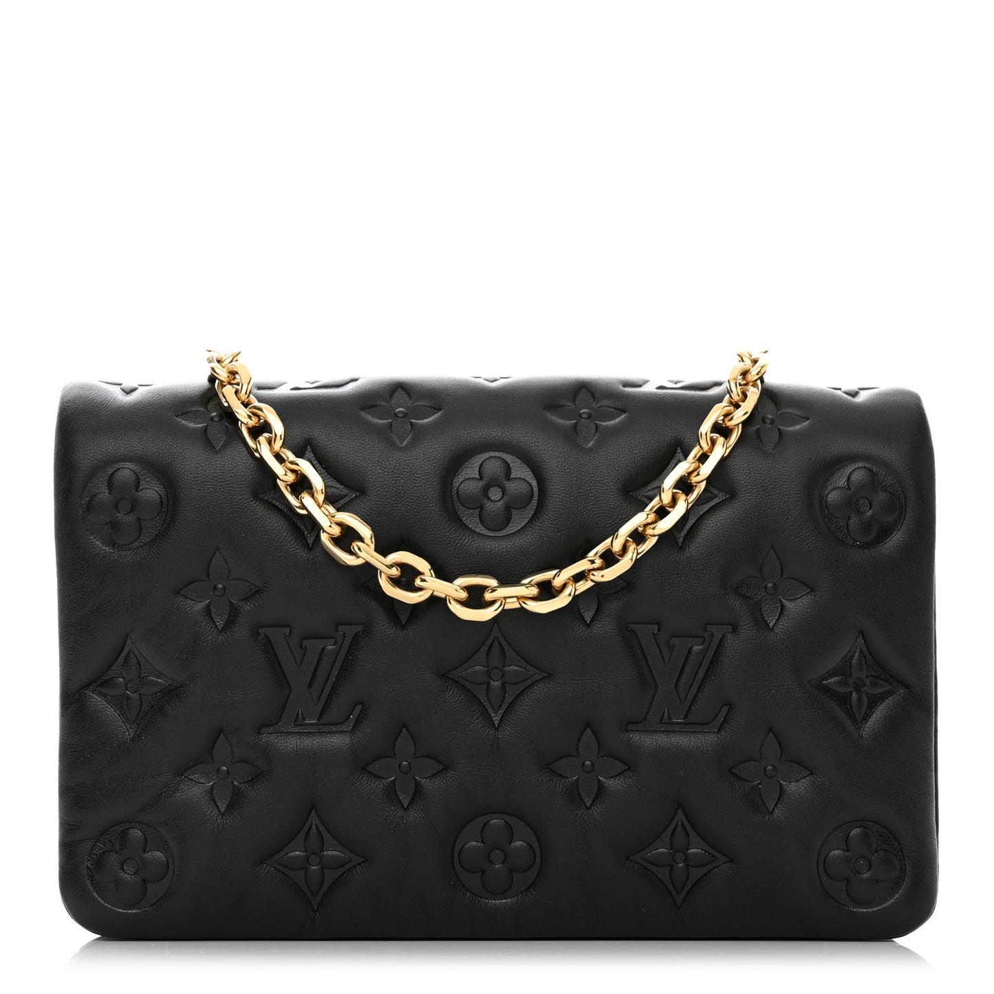 Lambskin Embossed Monogram Pochette Coussin Black