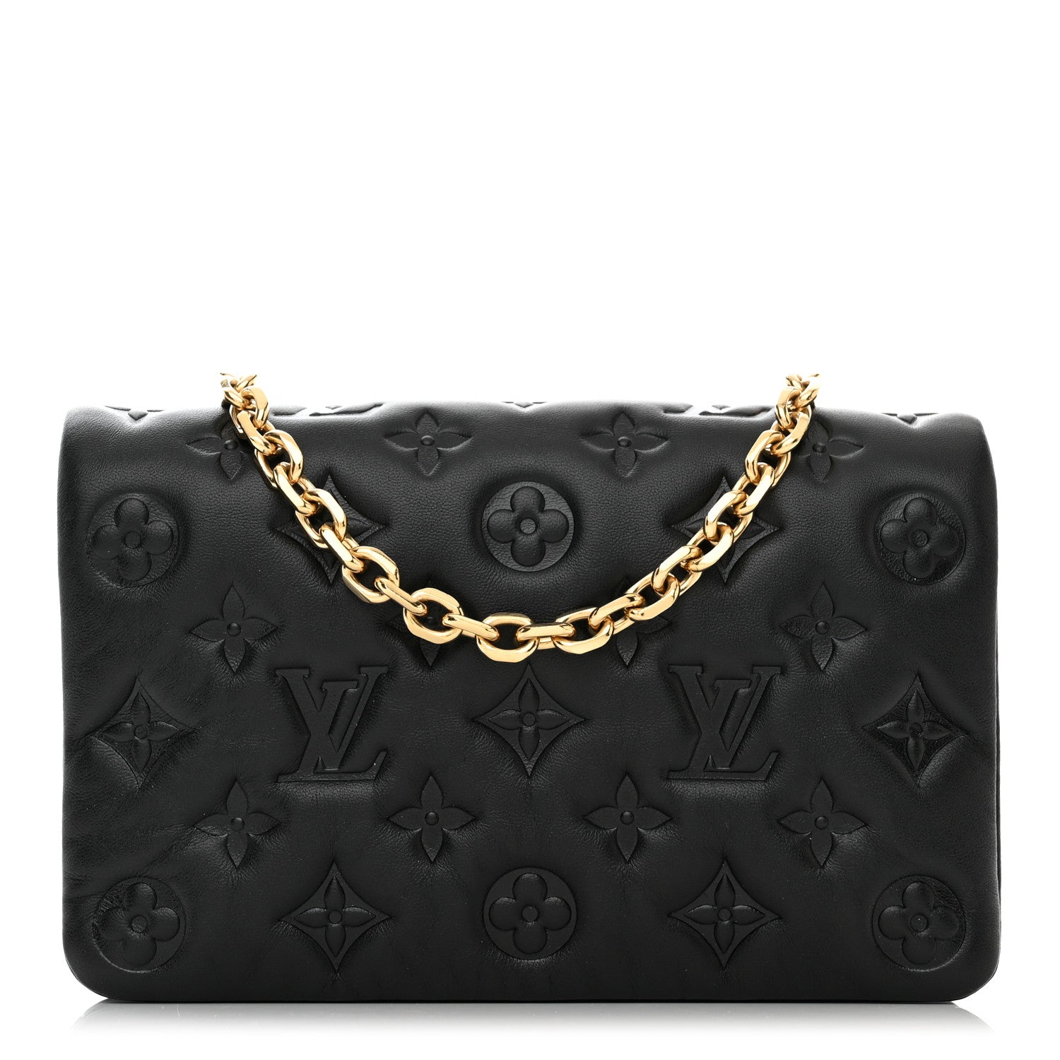 Louis Vuitton Lambskin Embossed Monogram Pochette Coussin Black 1 of 11