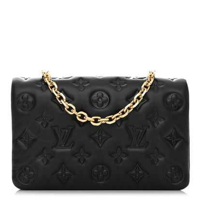Louis Vuitton Lambskin Embossed Monogram Pochette Coussin Black 1 of 11