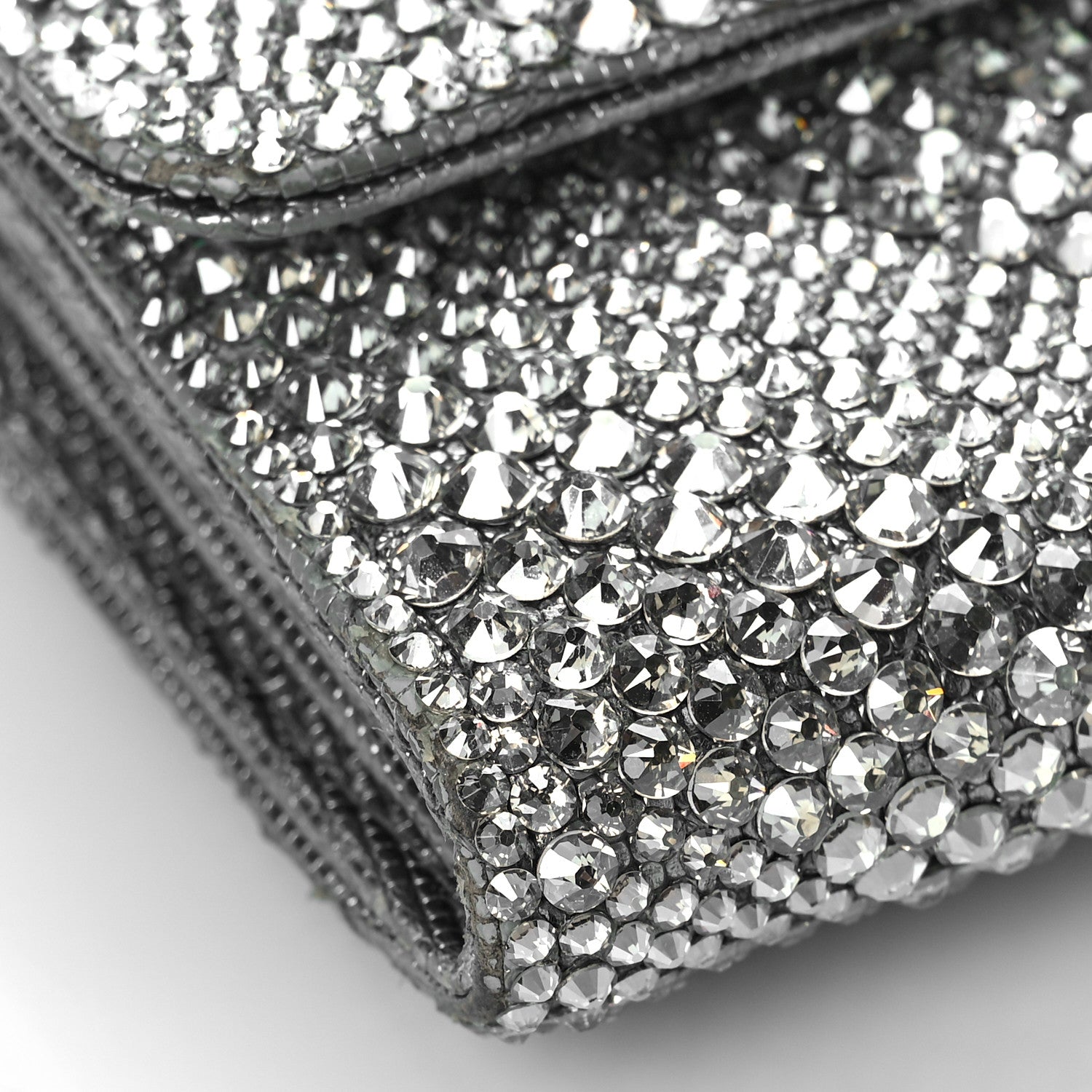 Chanel Crystal Quilted CC Large Gusset Flap Wallet Silver 8 of 10