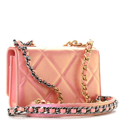 Chanel Iridescent Calfskin Quilted Chanel 19 Wallet On Chain WOC Pink 2 of 12