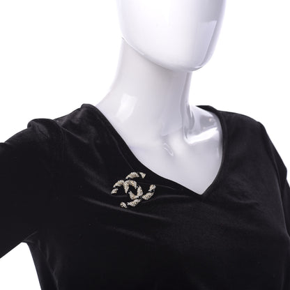 Chanel Pearl Crystal Enamel CC Brooch Black Gold 2 of 5