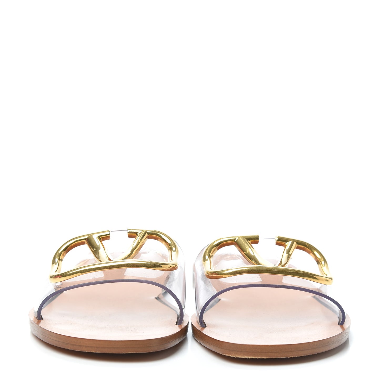 PVC Transparent Vlogo Flat Slide Sandals 35.5 Brown