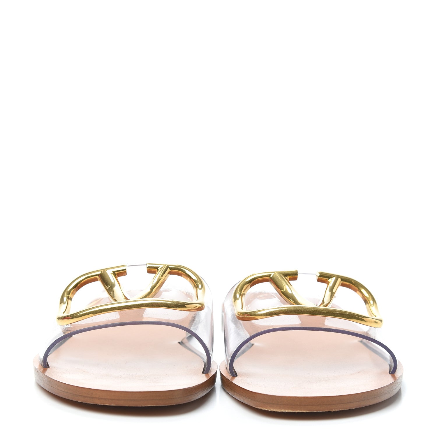 Valentino Garavani PVC Transparent Vlogo Flat Slide Sandals 35.5 Brown 2 of 7