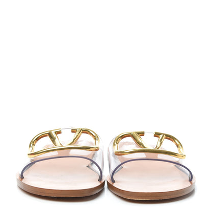 Valentino Garavani PVC Transparent Vlogo Flat Slide Sandals 35.5 Brown 2 of 7
