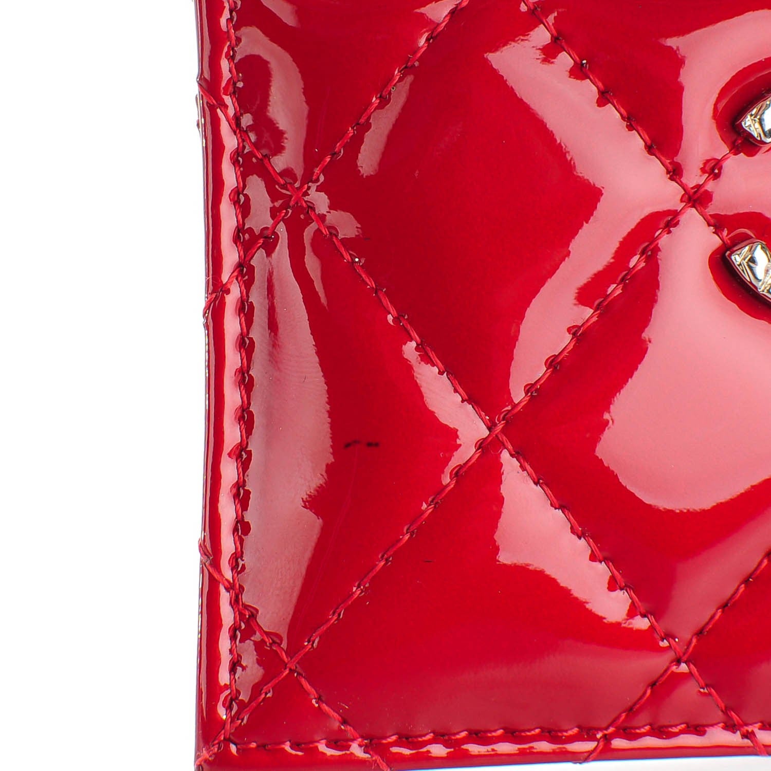 Chanel Patent Quilted Brilliant Card Holder Red 8 of 8