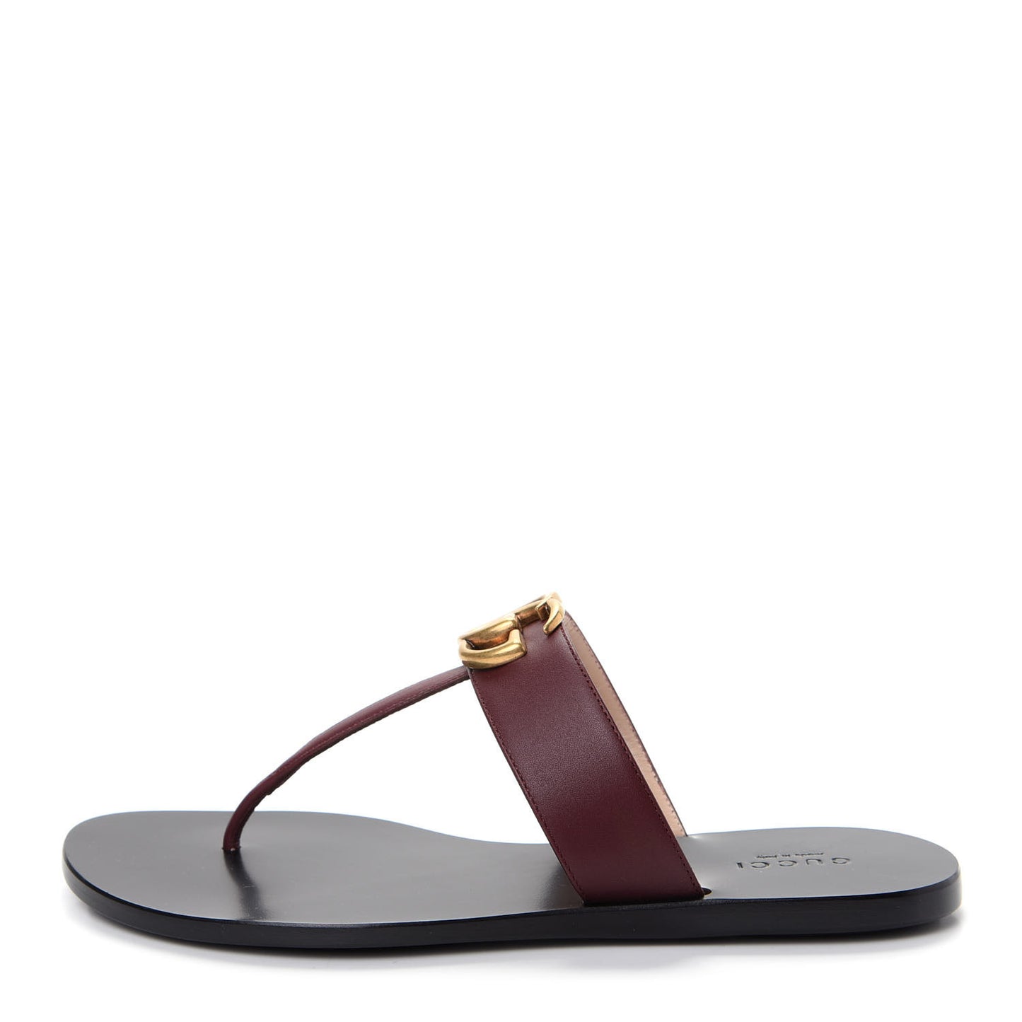 Calfskin GG Marmont Thong Sandals 36.5 Vintage Bordeaux