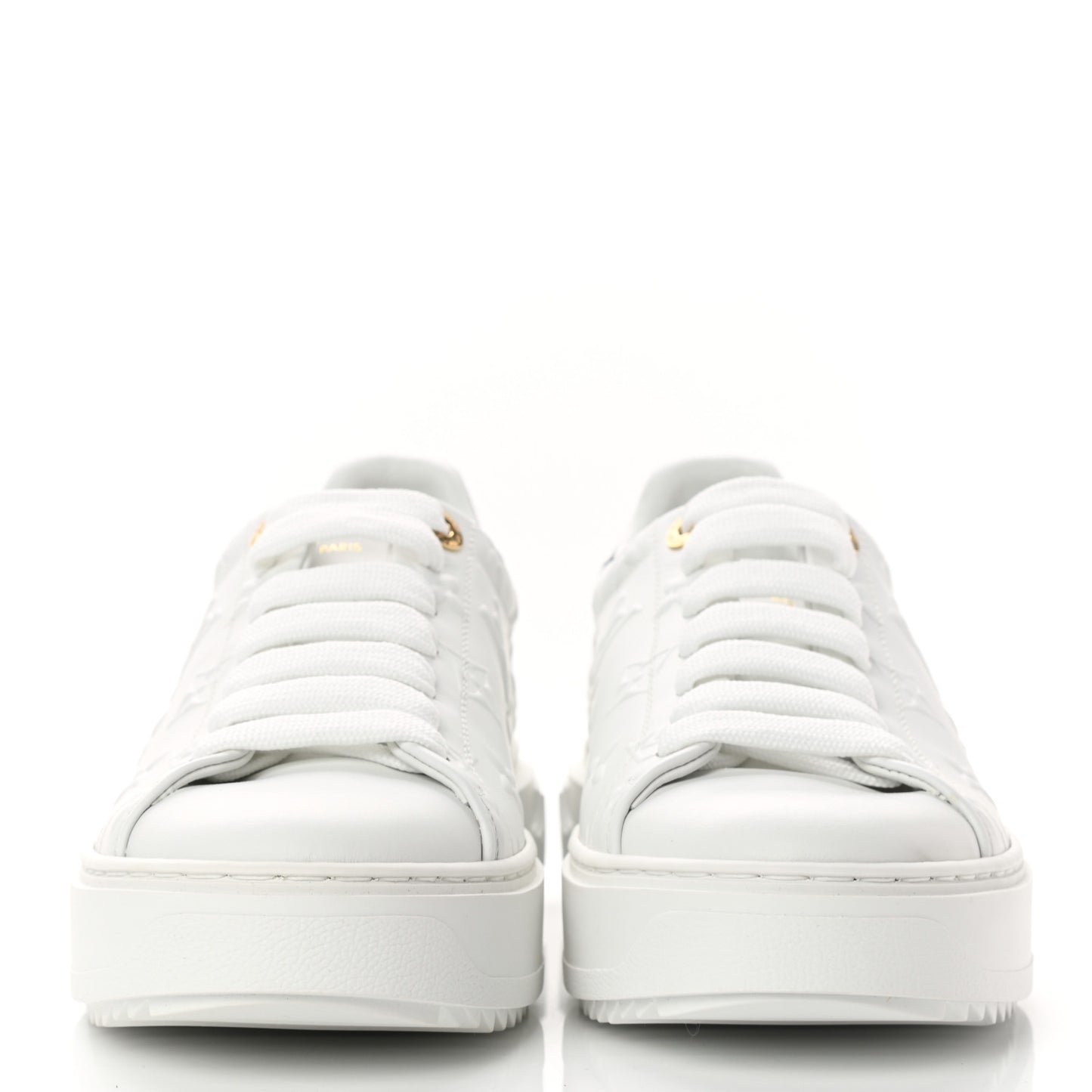 Lambskin Embossed Monogram Time Out Sneakers 37 White