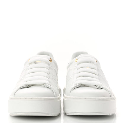 Louis Vuitton Lambskin Embossed Monogram Time Out Sneakers 37 White 3 of 10