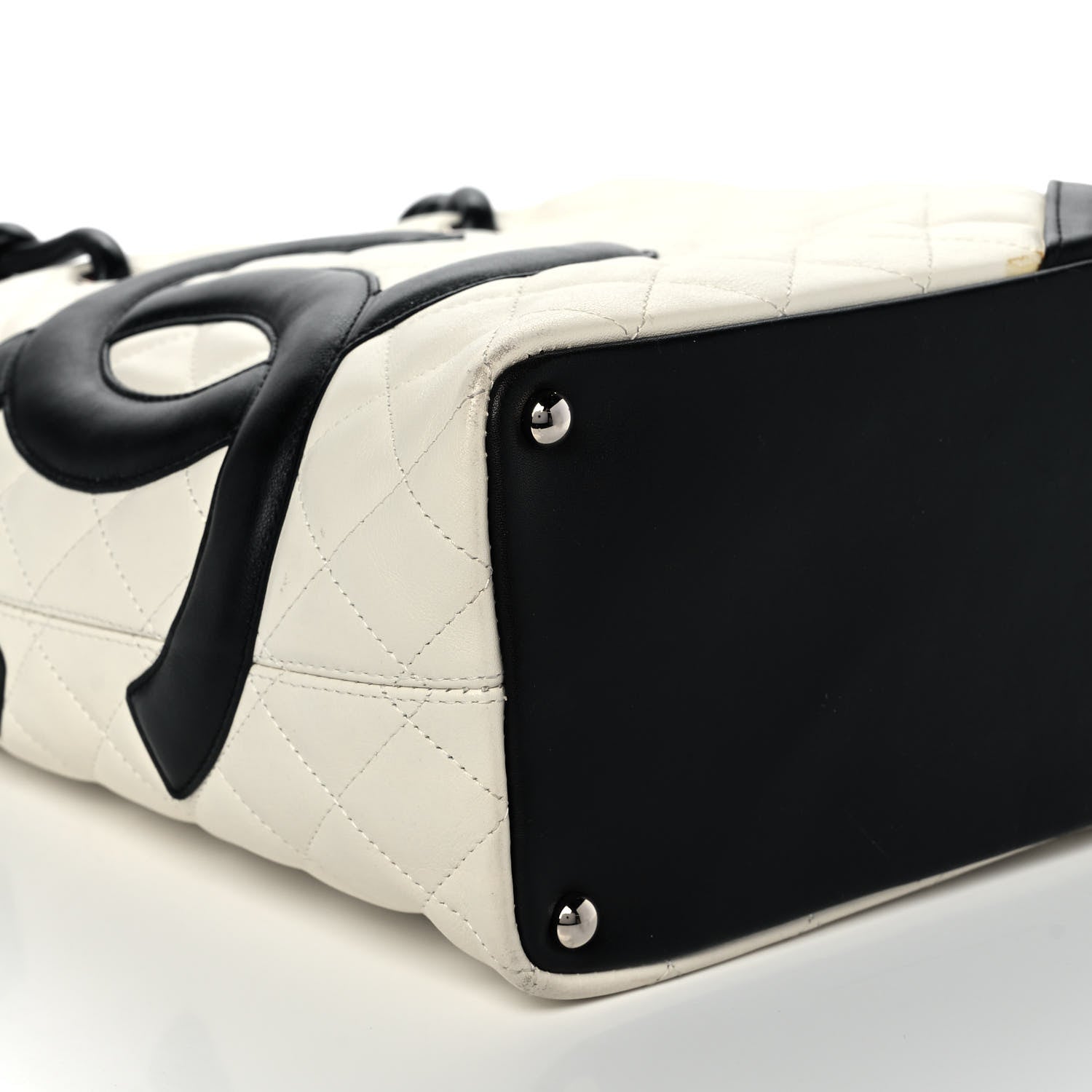 Chanel Calfskin Quilted Medium Cambon Tote White Black 8 of 9