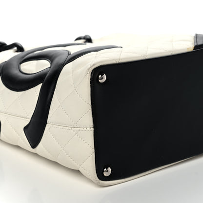 Chanel Calfskin Quilted Medium Cambon Tote White Black 8 of 9