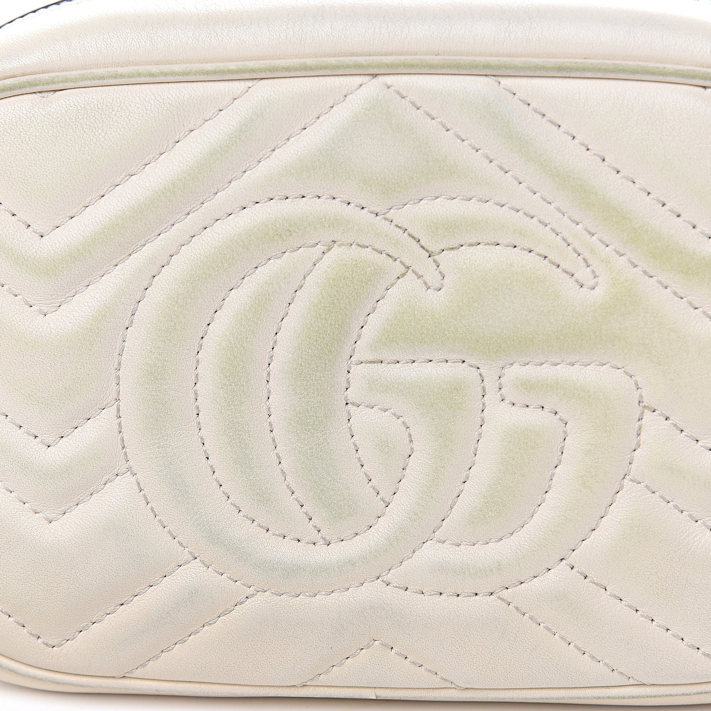 Calfskin Matelasse Mini GG Marmont Chain Shoulder Bag White