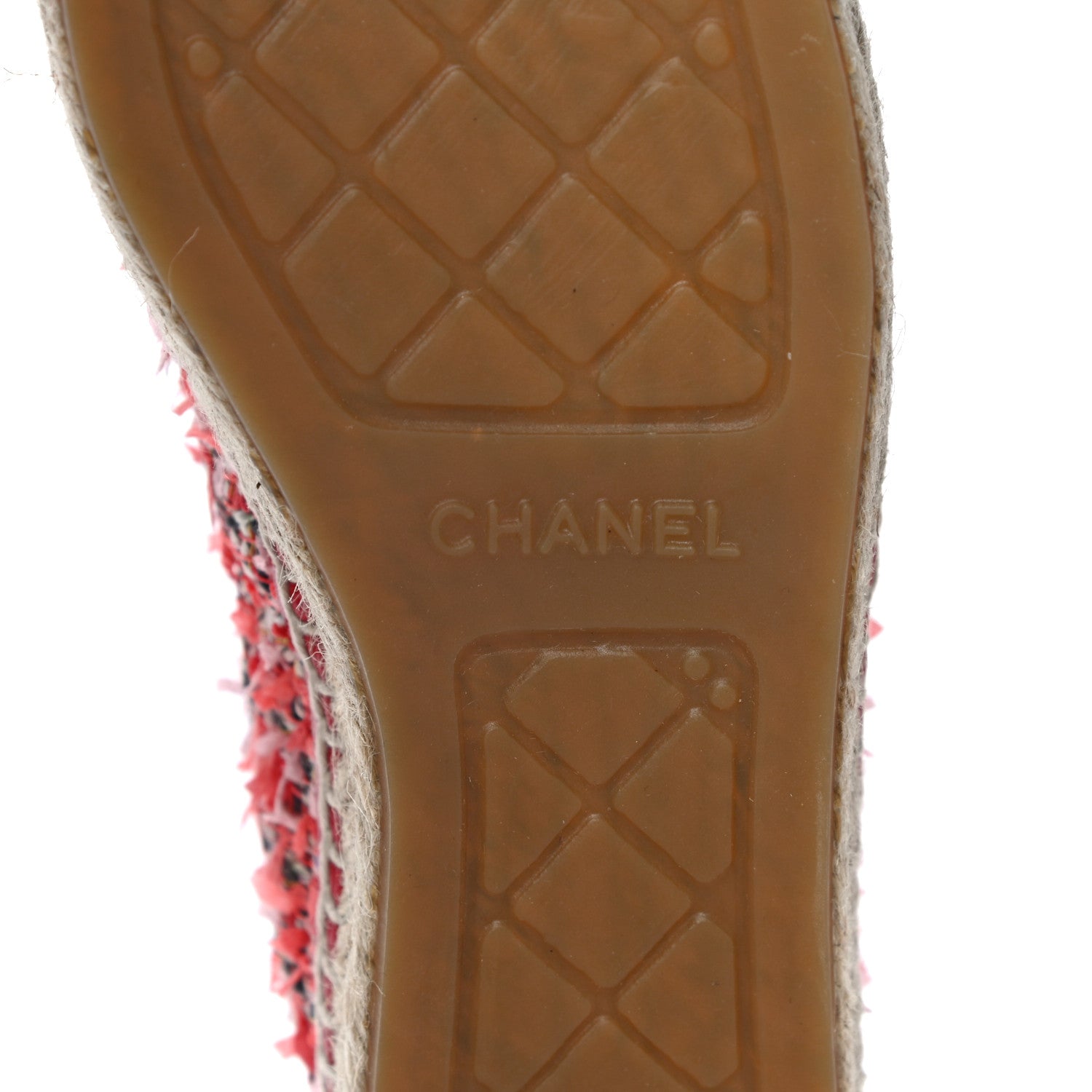 Chanel Tweed Lambskin CC Espadrilles 39 Coral Pink Black Red 11 of 16