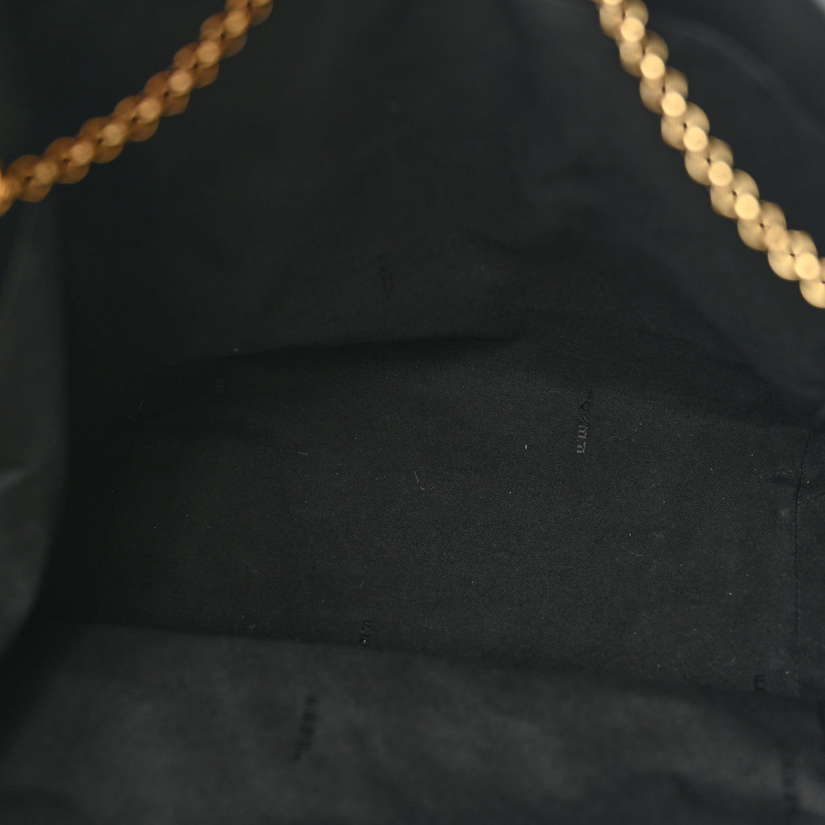 Fendi Vitello Grace King Karligraphy Chain Bucket Bag Black Bisquit 4 of 13
