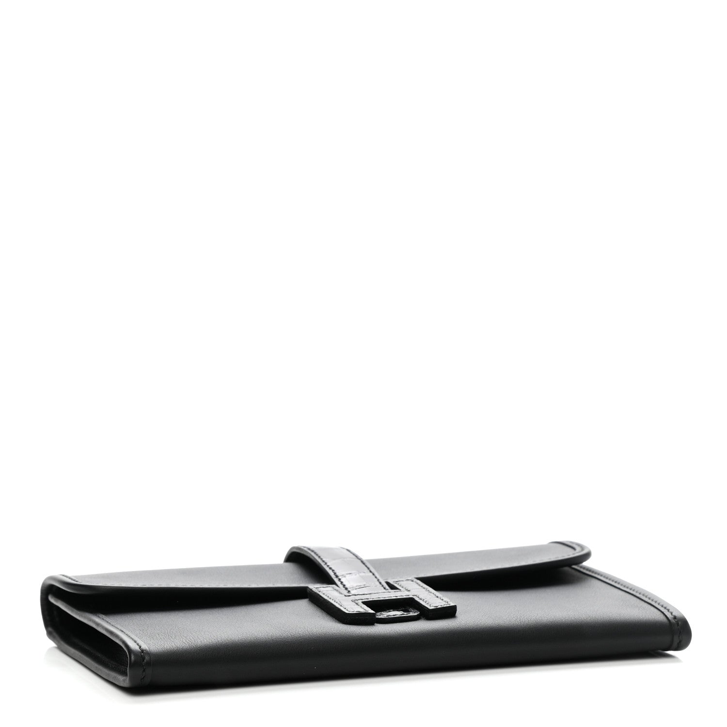 Hermes Swift Shiny Alligator Jige Duo Touch Clutch Black 5 of 8