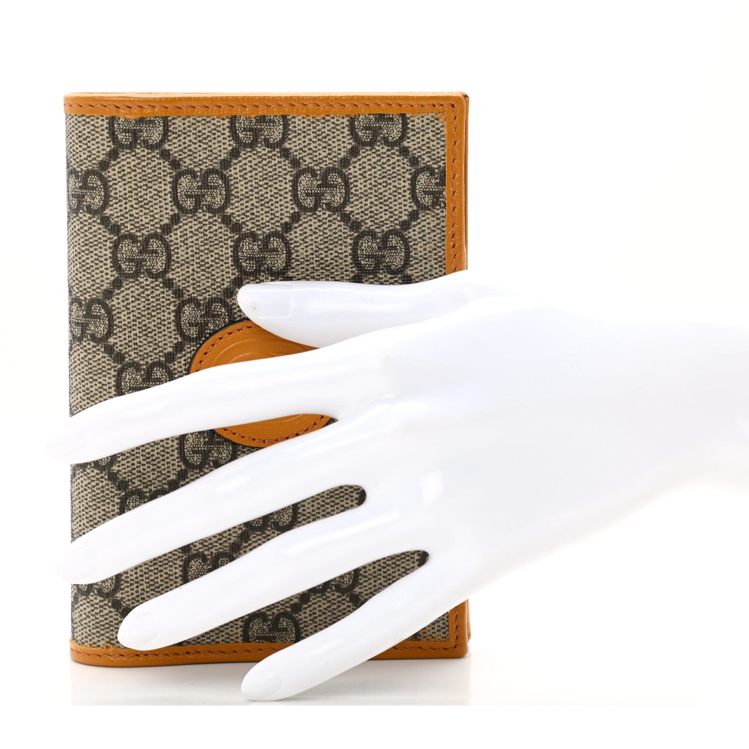 Gucci GG Supreme Monogram Textured Calfskin Retro Interlocking G Passport Case Beige Yellow 2 of 7