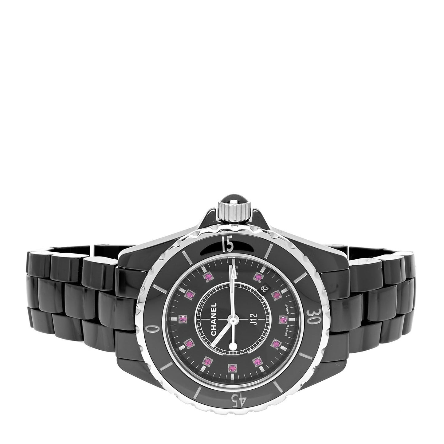 Stainless Steel Ceramic Ruby 33mm J12 Quartz Watch Black