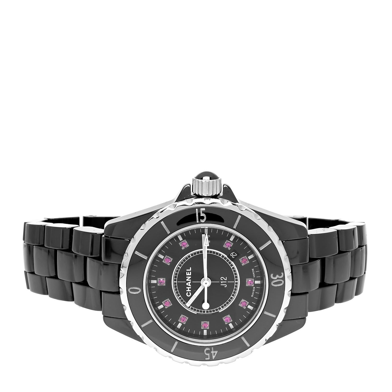 Chanel Stainless Steel Ceramic Ruby 33mm J12 Quartz Watch Black 2 of 4