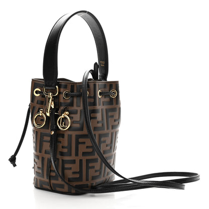 Fendi Vitello Liberty F is Fendi Bi-Color FF 1974 Embossed Mini Mon Tresor Bucket Bag Maya Black 3 of 10