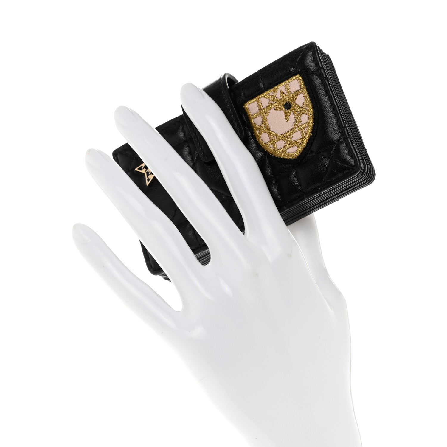 Christian Dior Lambskin Cannage Lucky Badges Lady Dior 5-Gusset Card Holder Black 2 of 12