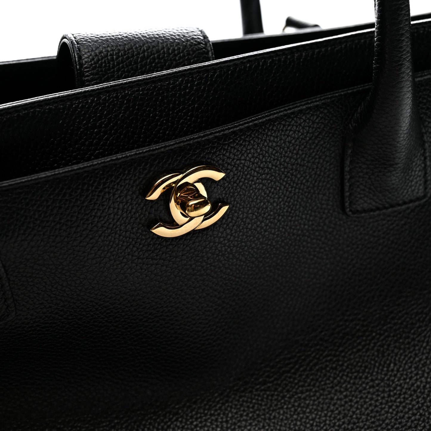 Calfskin Cerf Executive Shopper Tote Black