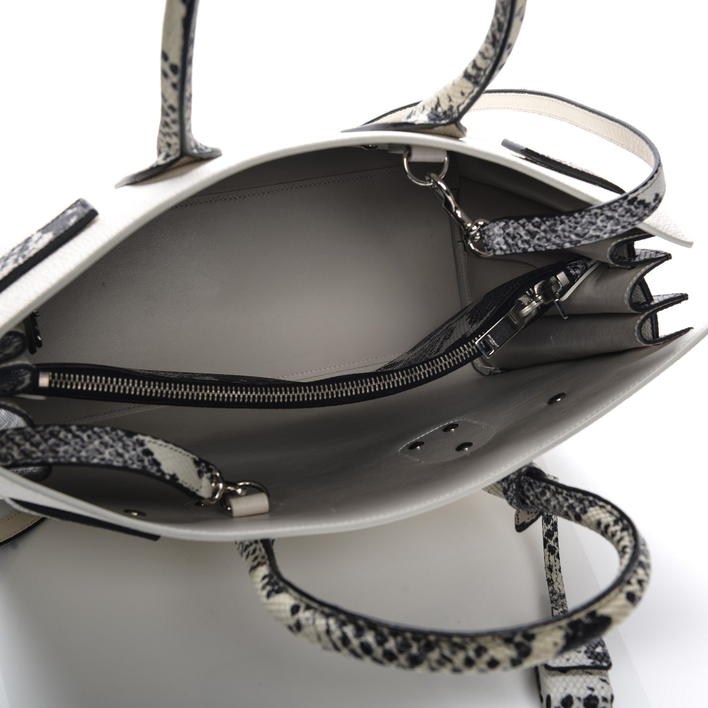 Grained Calfskin Embossed Python Small Sac De Jour Porcelain
