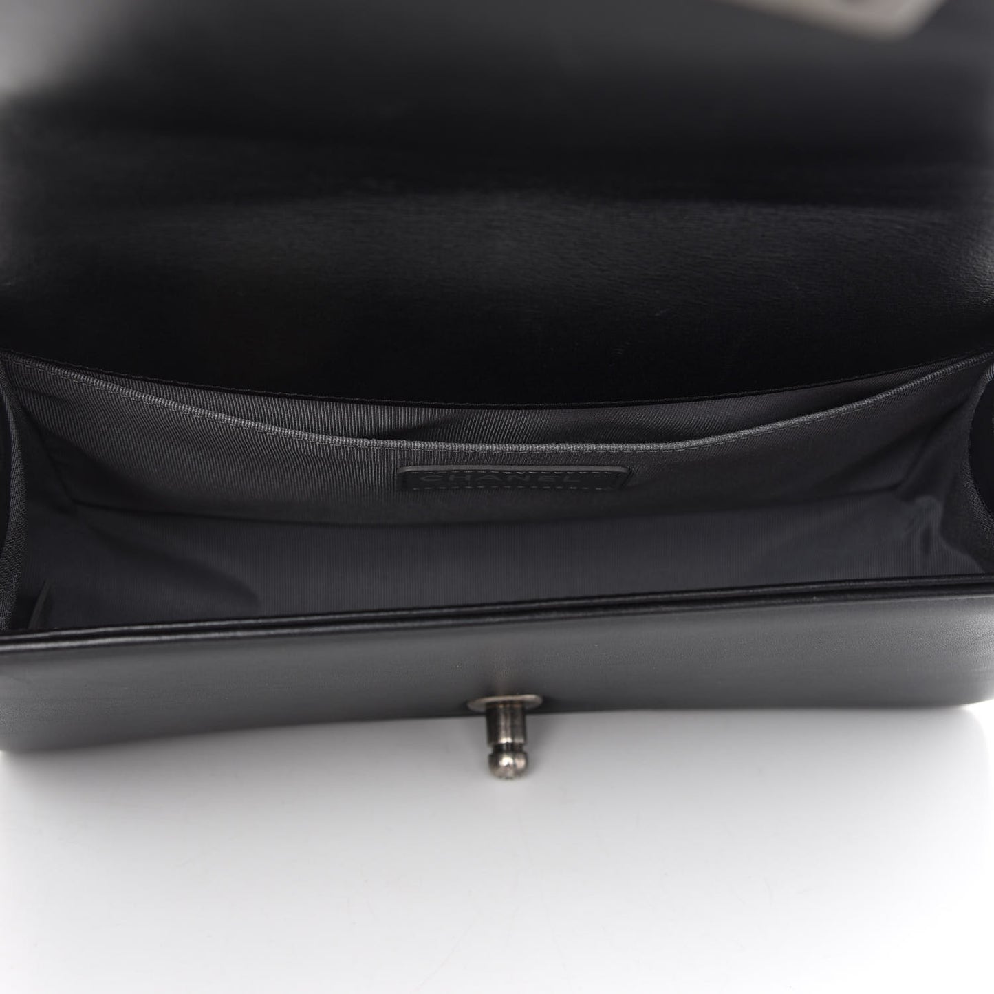 Metallic Calfskin Quilted Medium Boy Flap Black