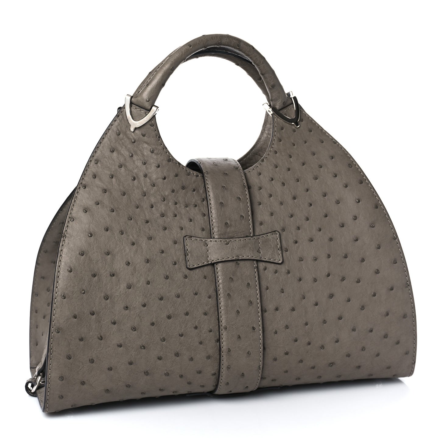 Ostrich Medium Stirrup Top Handle Bag