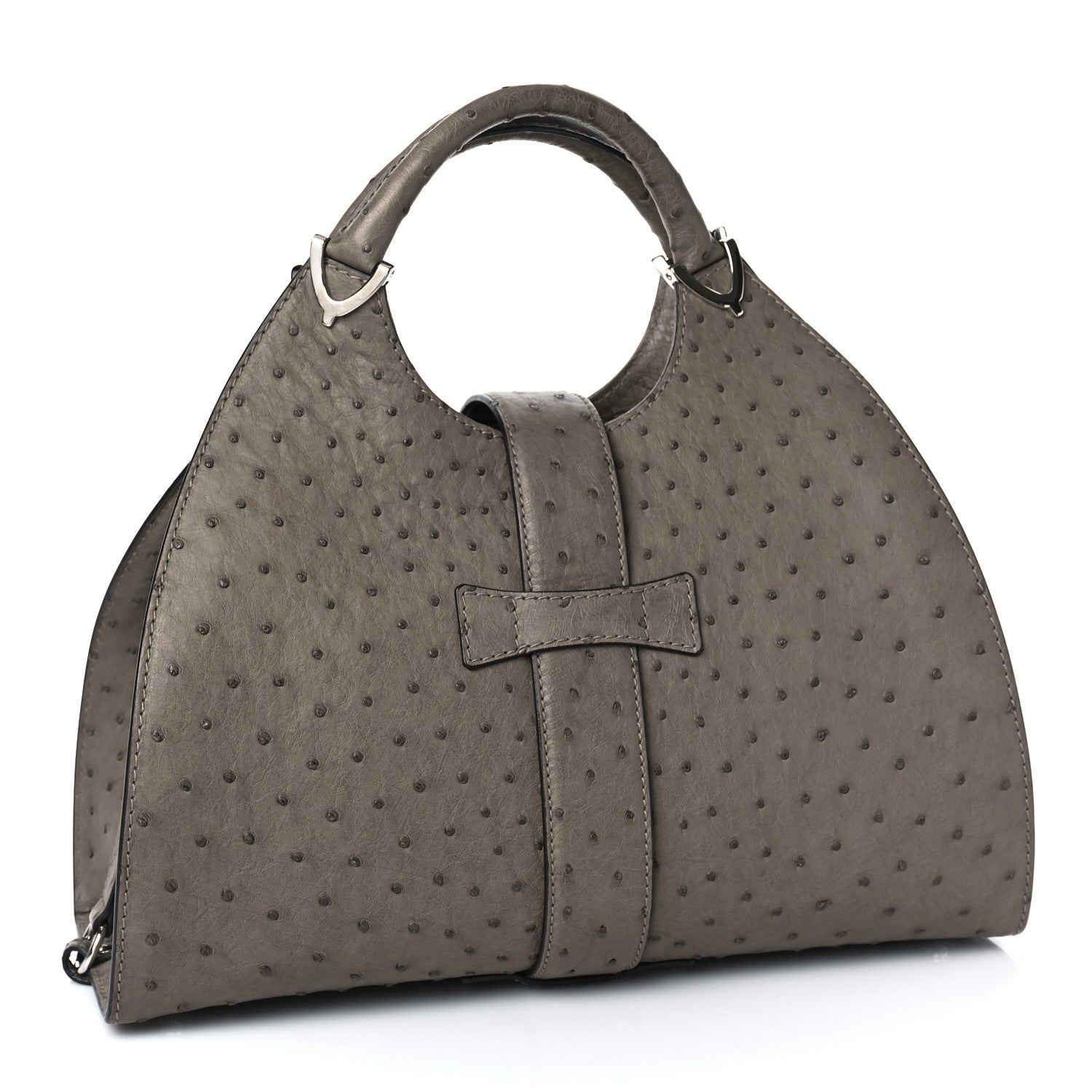 Gucci Ostrich Medium Stirrup Top Handle Bag 3 of 9