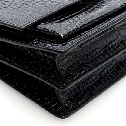 Saint Laurent Calfskin Crocodile Embossed Medium Monogram Sunset Black 8 of 9