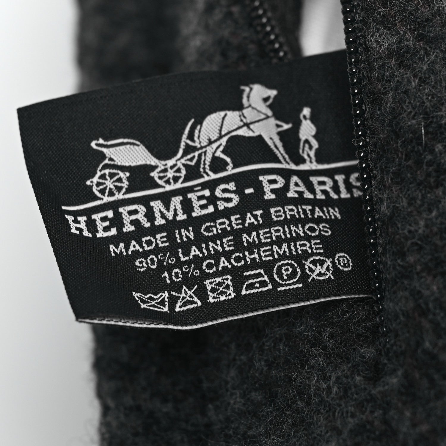 Hermes Wool Cashmere Avalon Pillow PM Ecru Gris Fonce 3 of 3