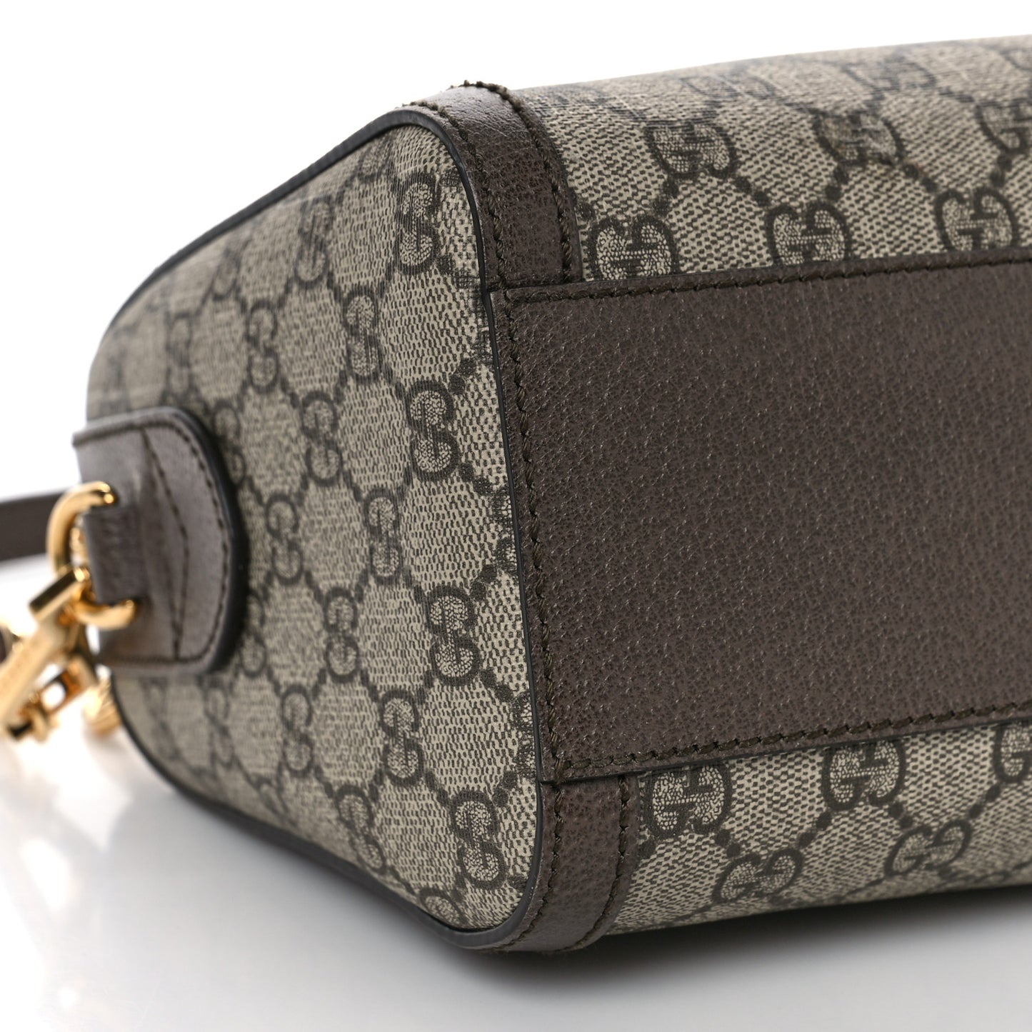 GG Supreme Monogram Textured Dollar Calfskin Web Medium Ophidia Boston Beige Ebony New Acero