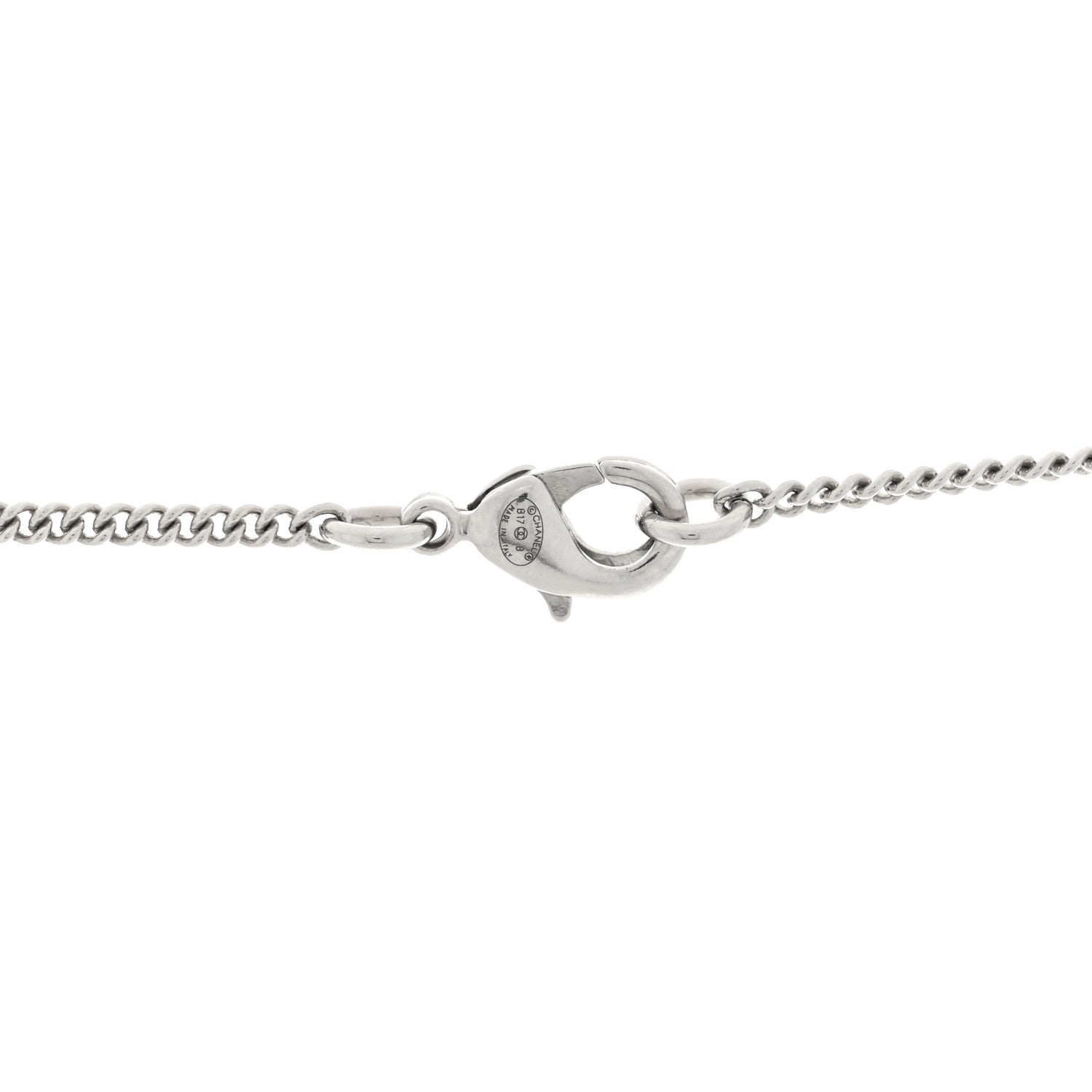 Chanel Crystal Baguette Large CC Necklace Silver Multicolor 4 of 5