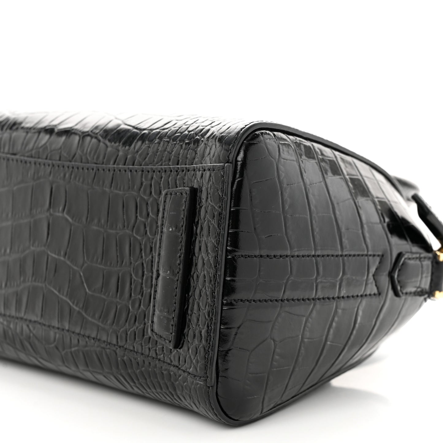Calfskin Crocodile Embossed Mini Antigona Black
