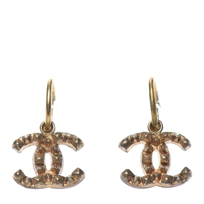 Chanel Metal Studded CC Drop Earrings Gold 1 of 4