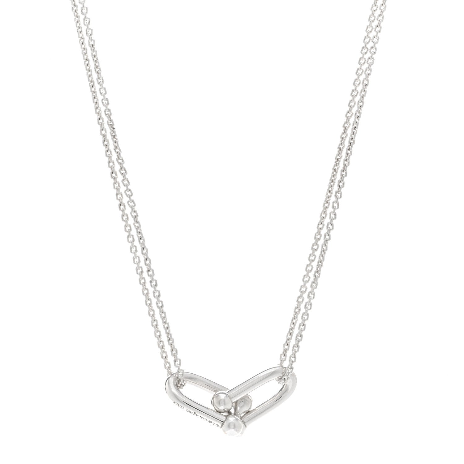 Tiffany Sterling Silver Double HardWear Link Pendant Necklace 1 of 4