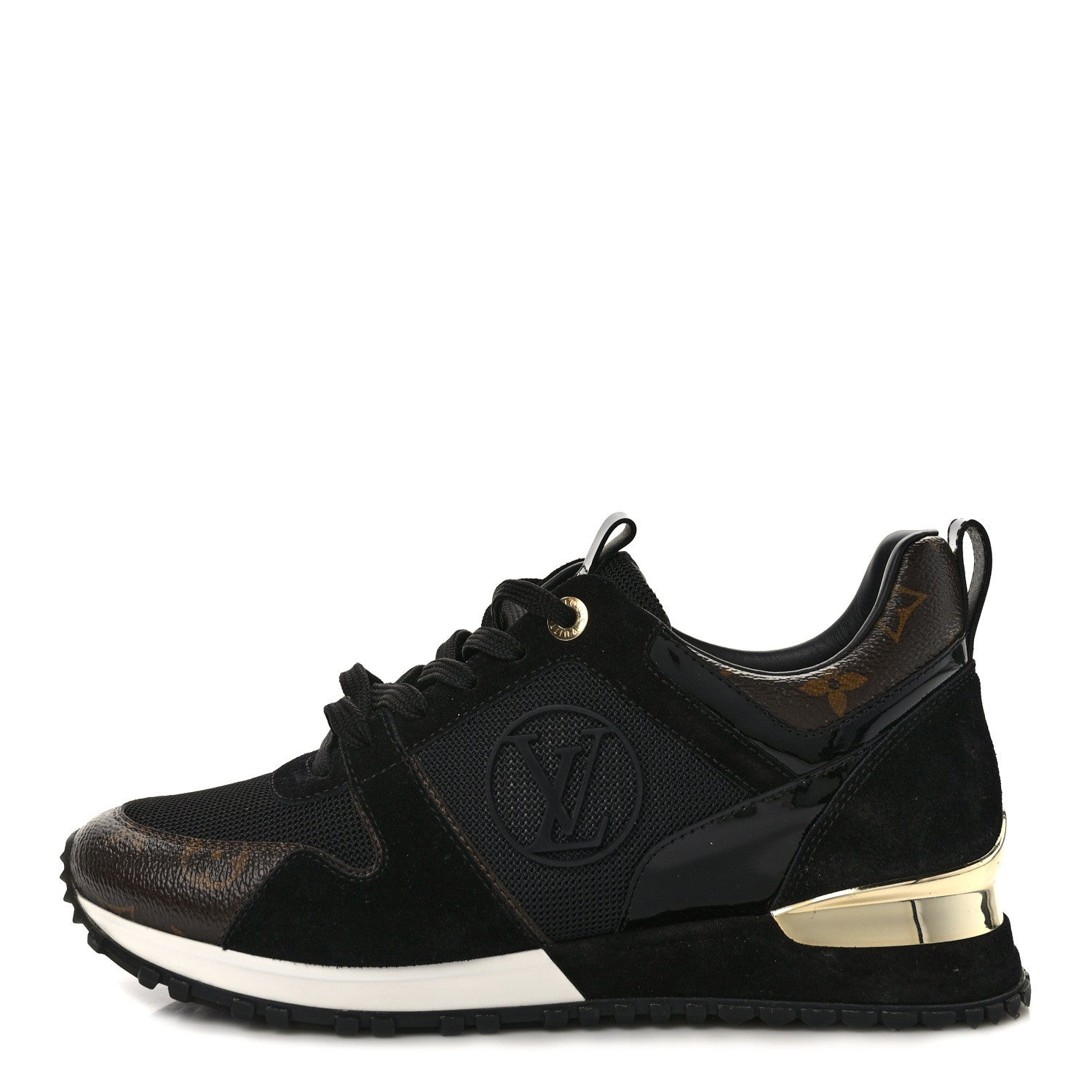 Louis Vuitton Suede Monogram Run Away Sneakers 38.5 Black 1 of 10