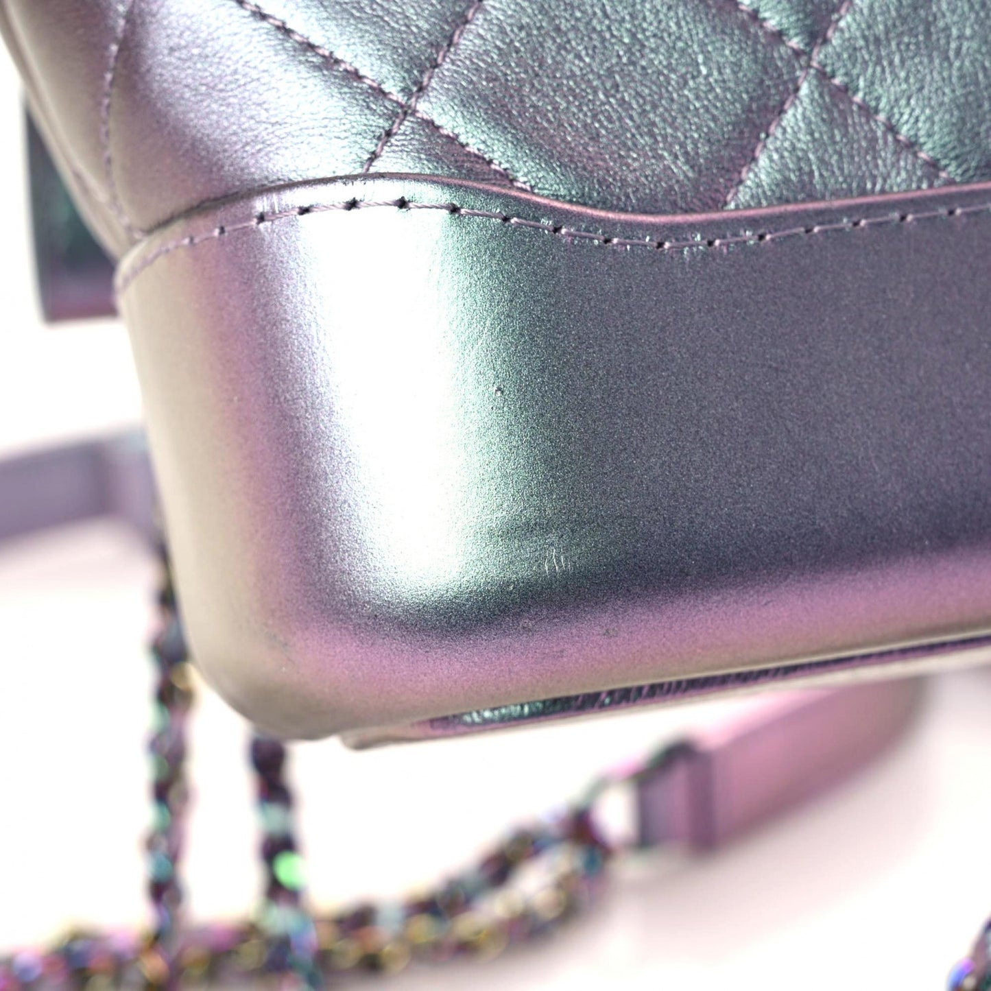 Iridescent Lambskin Calfskin Quilted Small Gabrielle Hobo Light Purple