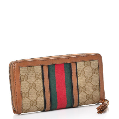 Gucci Monogram Web Rania Zip Around Wallet Khaki 3 of 12