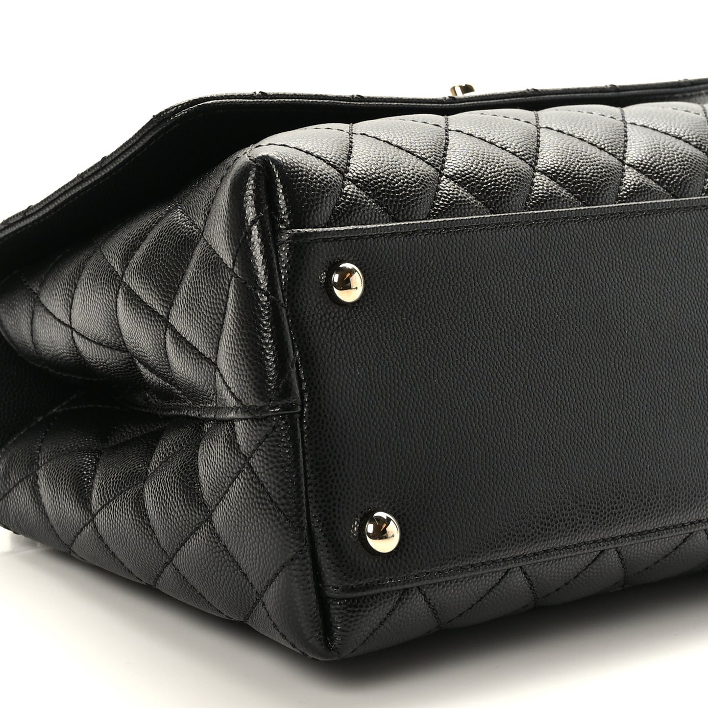 Caviar Quilted Small Coco Handle Flap Black