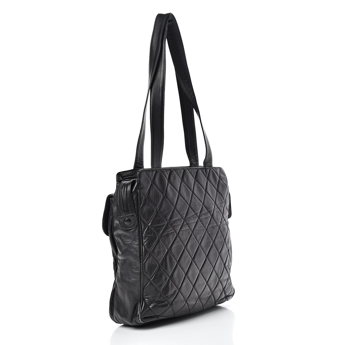 Lambskin Quilted CC Shoulder Bag Navy