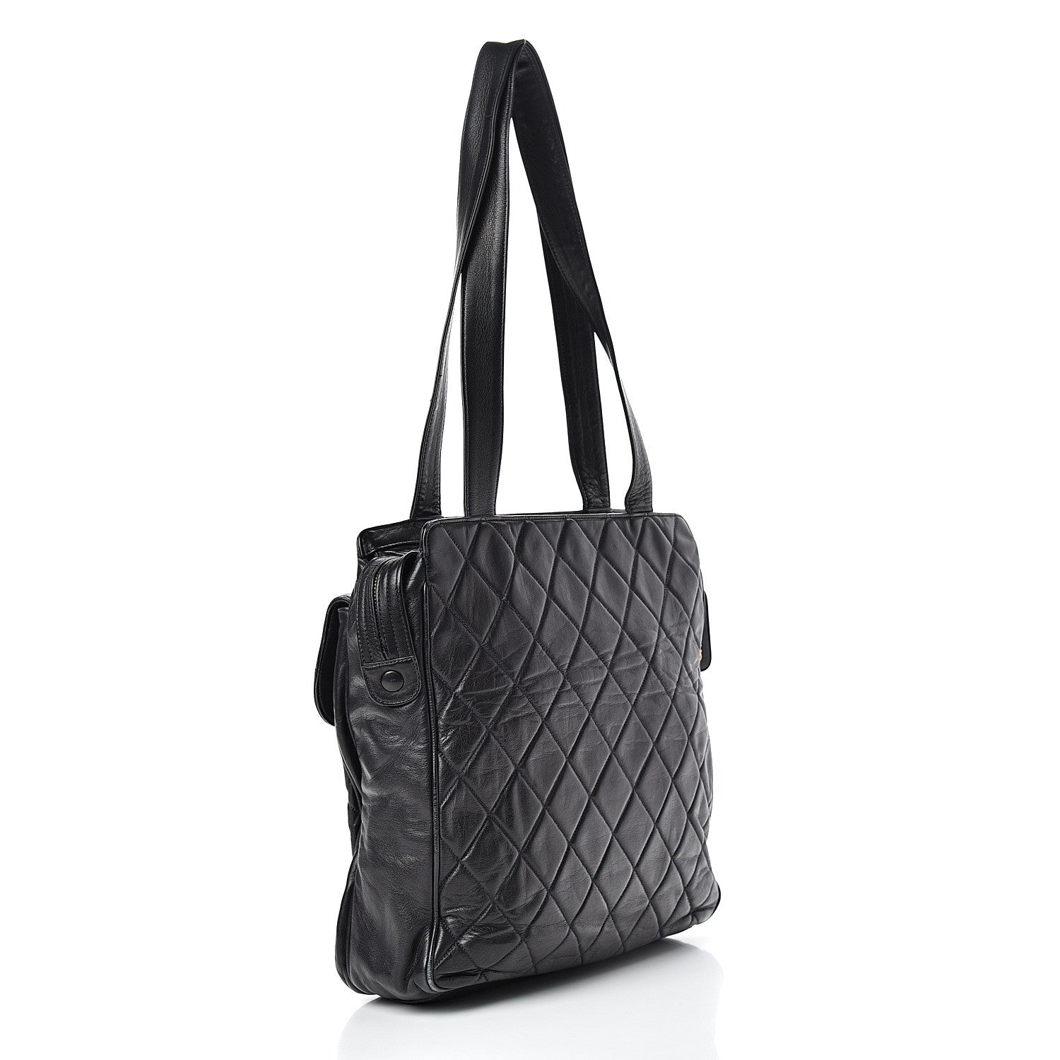 Chanel Lambskin Quilted CC Shoulder Bag Navy 2 of 16