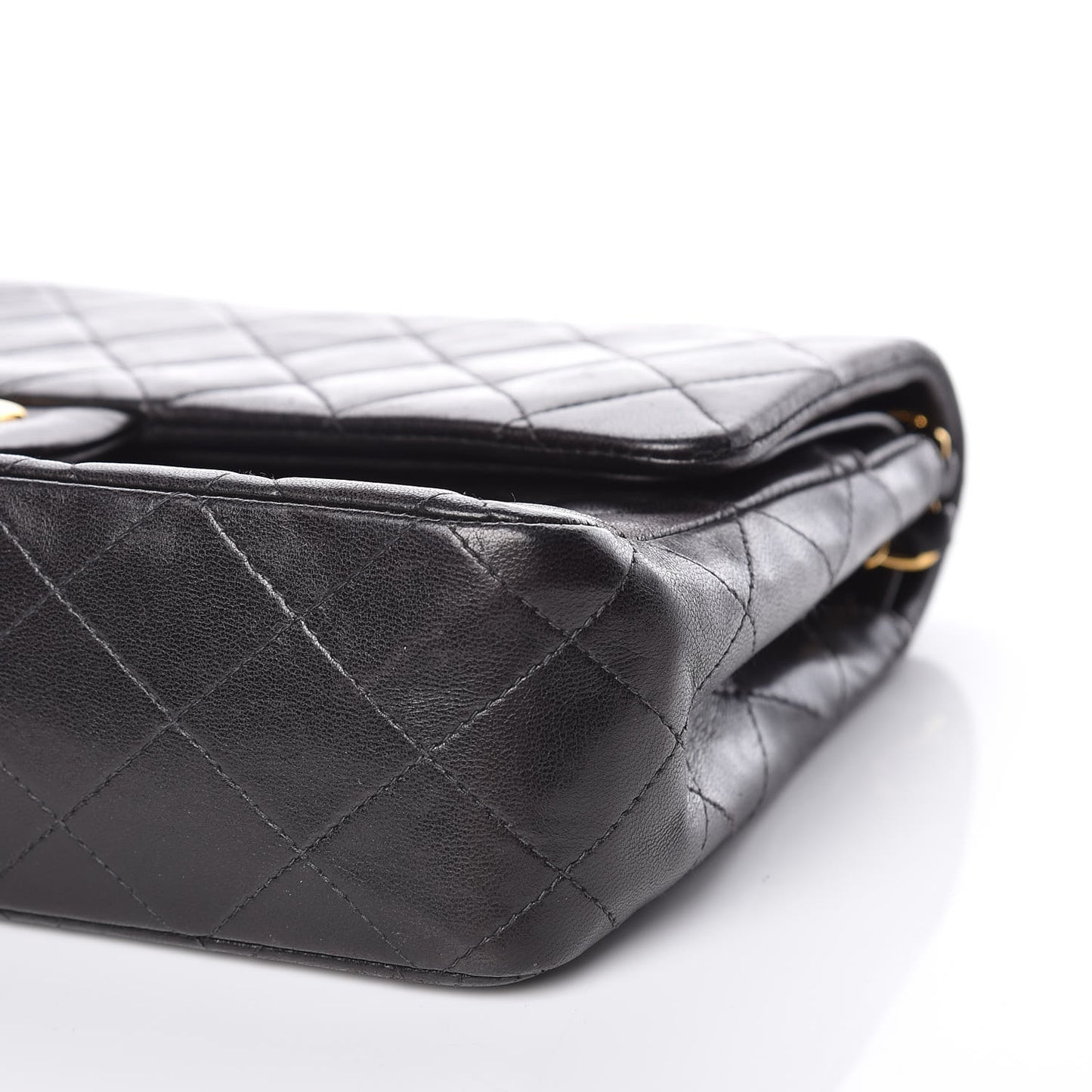 Lambskin Quilted Medium Double Flap Black