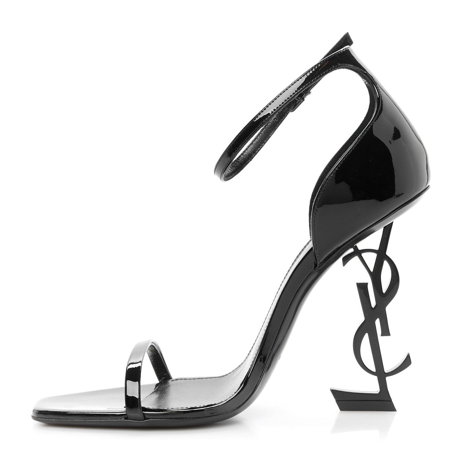 Saint Laurent Patent Calfskin Opyum 110 Sandals 38.5 Black 1 of 10