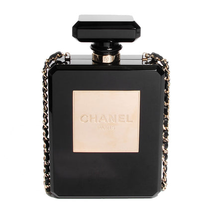 Chanel Plexiglass Perfume Bottle Clutch Black 1 of 7