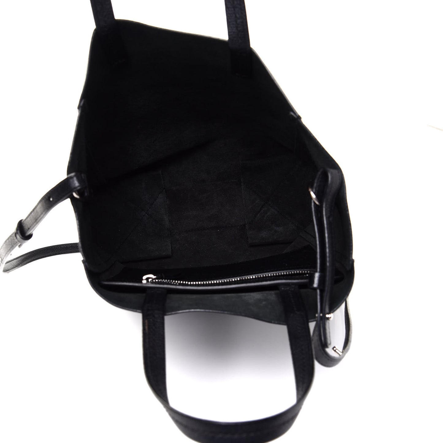 Grained Calfskin Small Vertical Cabas Black