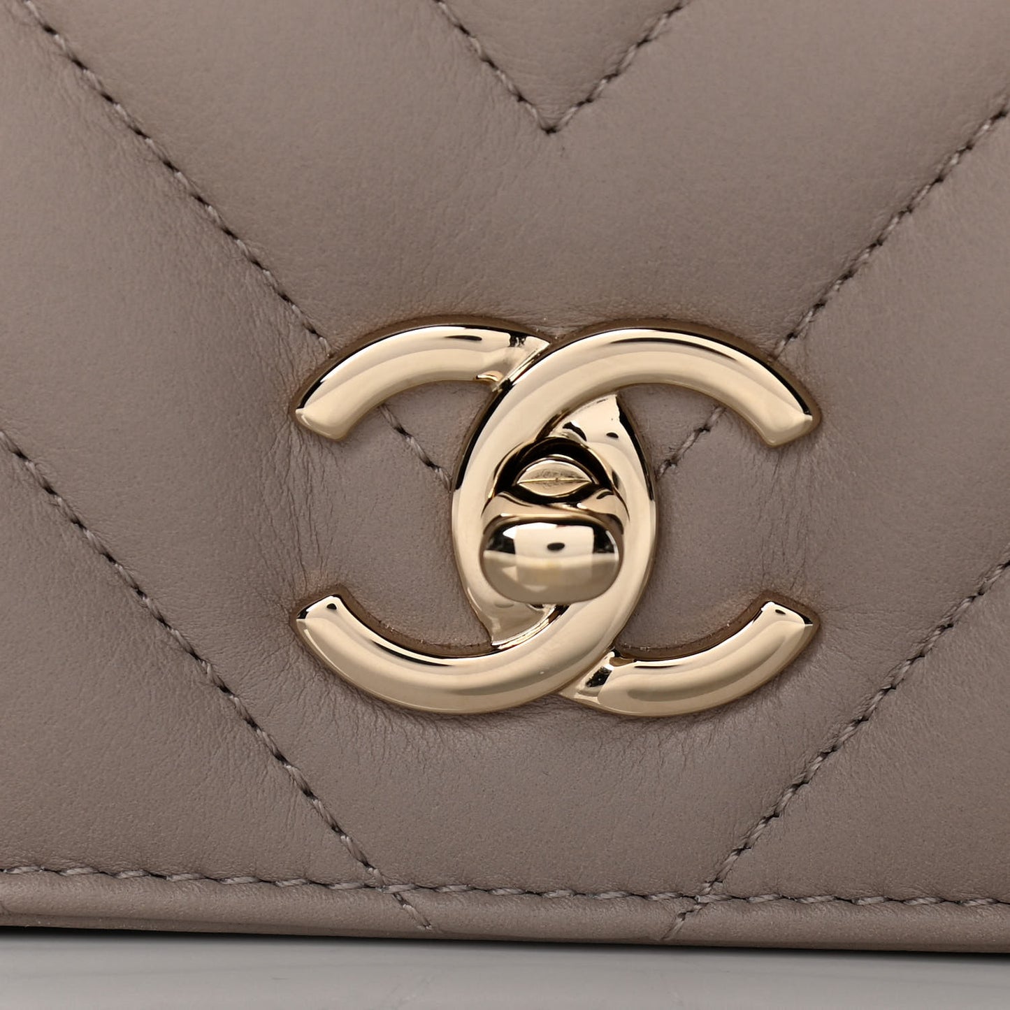 Calfskin Chevron Quilted Large Statement Flap Beige