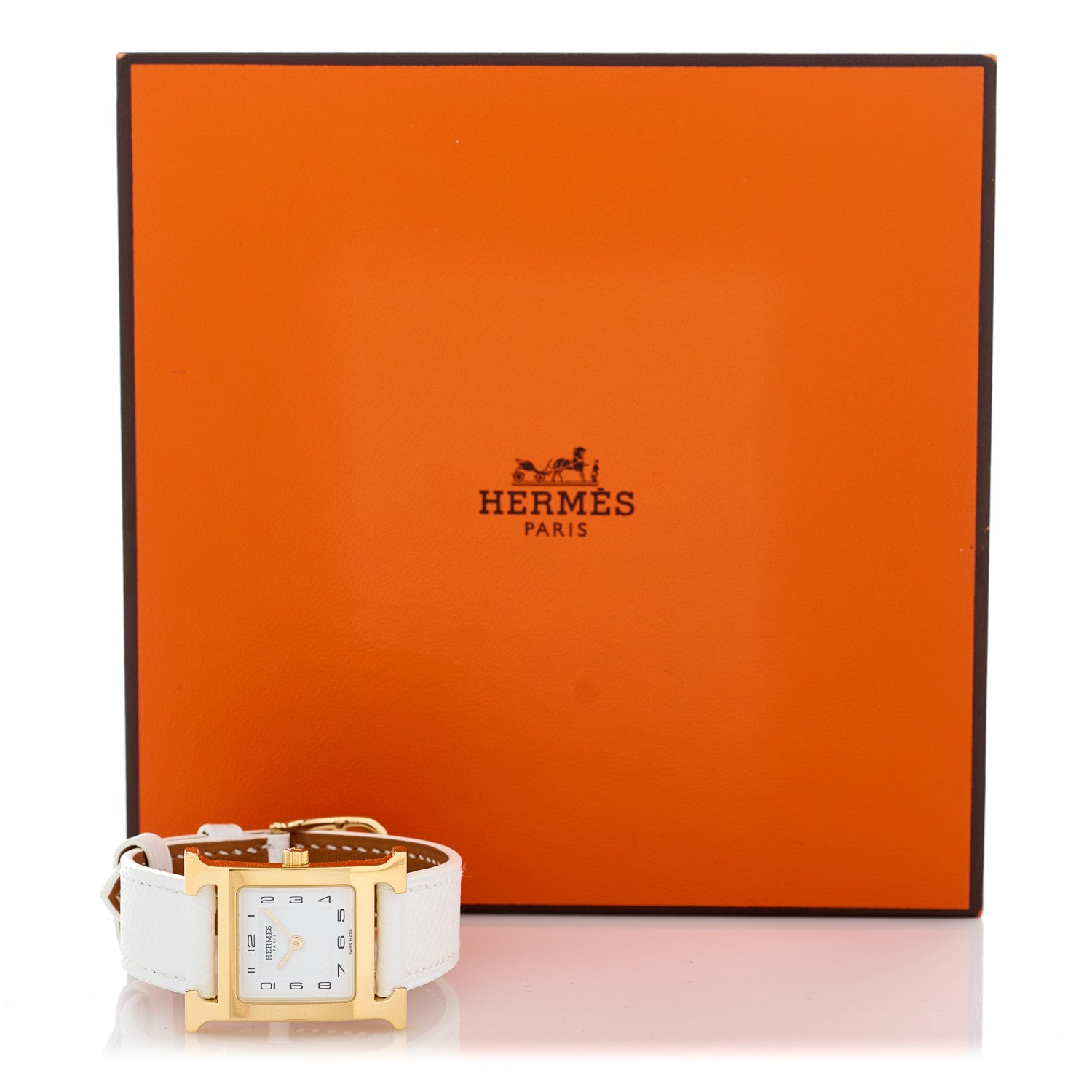 Hermes Stainless Steel Epsom 21mm Heure H Hour Quartz Watch Blanc 5 of 5