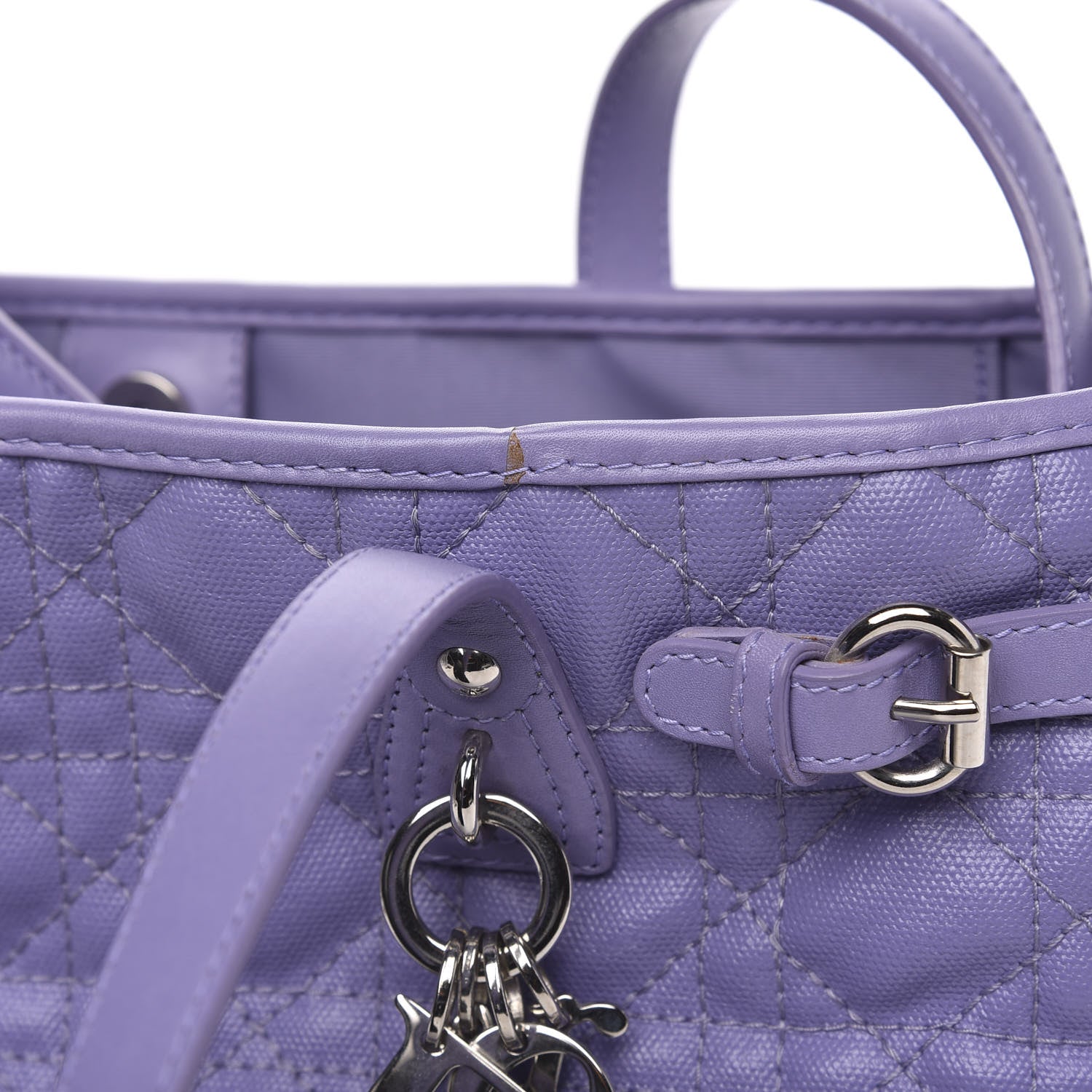 Christian Dior Coated Canvas Cannage Small Panarea Tote Lilac 12 of 12